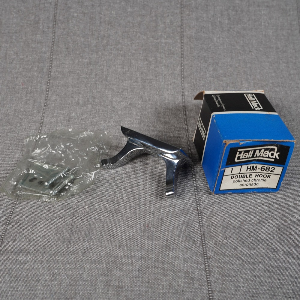 Vintage Double Hook Chrome Hall-Mack HM-682 Coronado Bathroom Hardware MCM Towel
